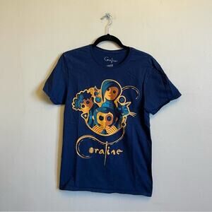 Coraline Laika S short sleeve t-shirt 100% cotton blue orange fandom casual